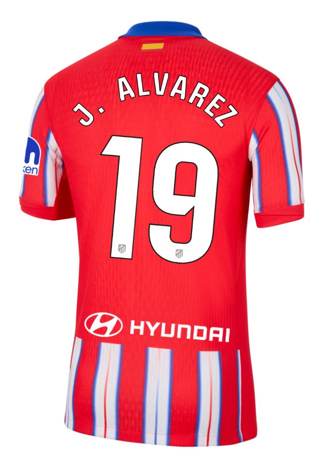 24-25 Atletico Madrid Home J. ALVAREZ 19 Jersey (Player Version)