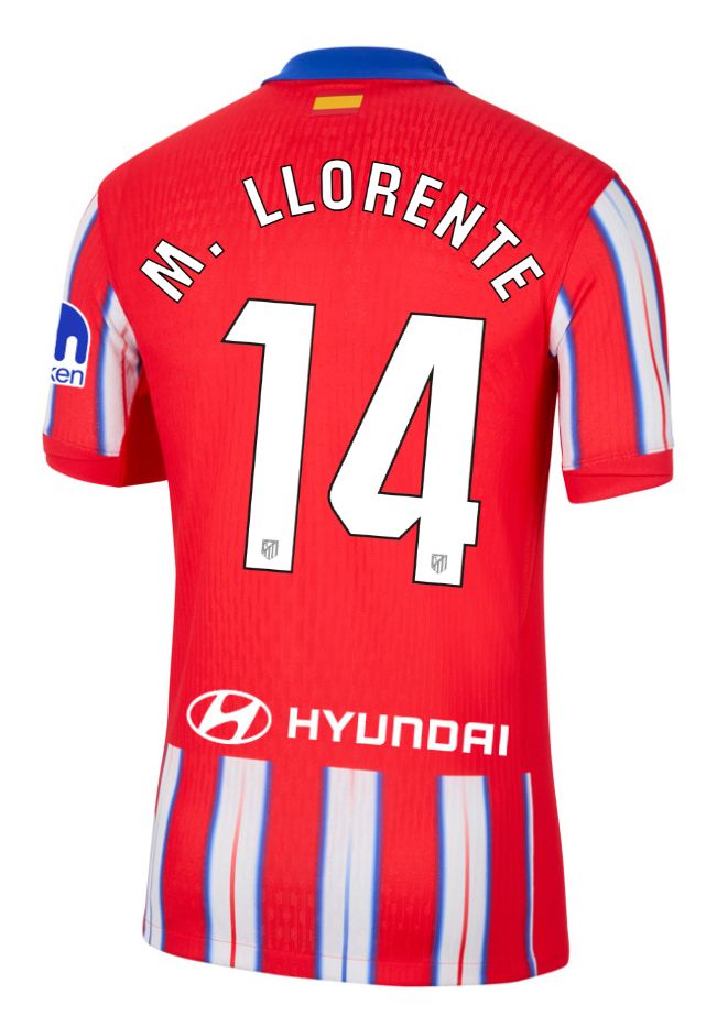 24-25 Atletico Madrid Home M. LLORENTE 14 Jersey (Player Version)