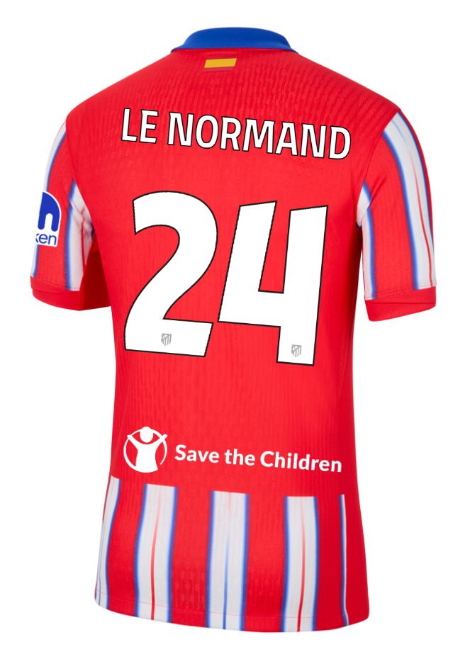 24-25 Atletico Madrid Home LE NORMAND 24 Champions League Jersey (Player Version)