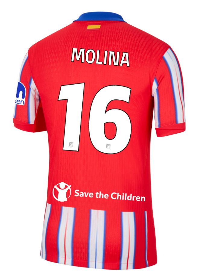 24-25 Atletico Madrid Home MOLINA 16 Champions League Jersey (Player Version)