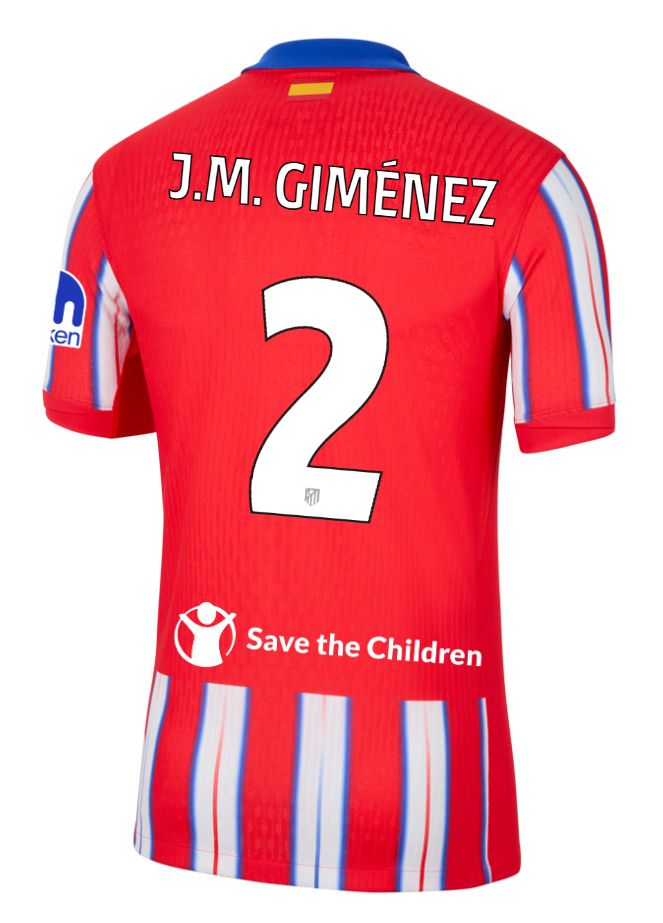 24-25 Atletico Madrid Home J.M. GIMÉNEZ 2 Champions League Jersey (Player Version)