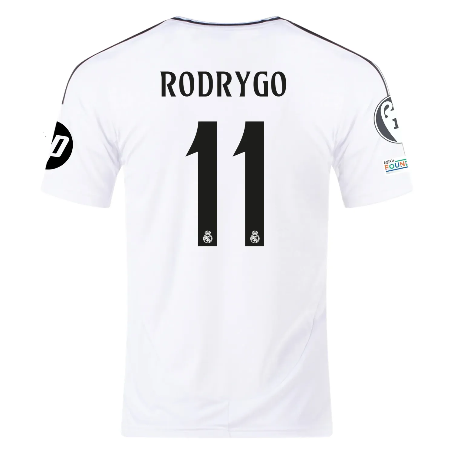 Real Madrid Rodrygo 11 Home Jersey 2024/2025 With Champions League + Club World Cup Patches