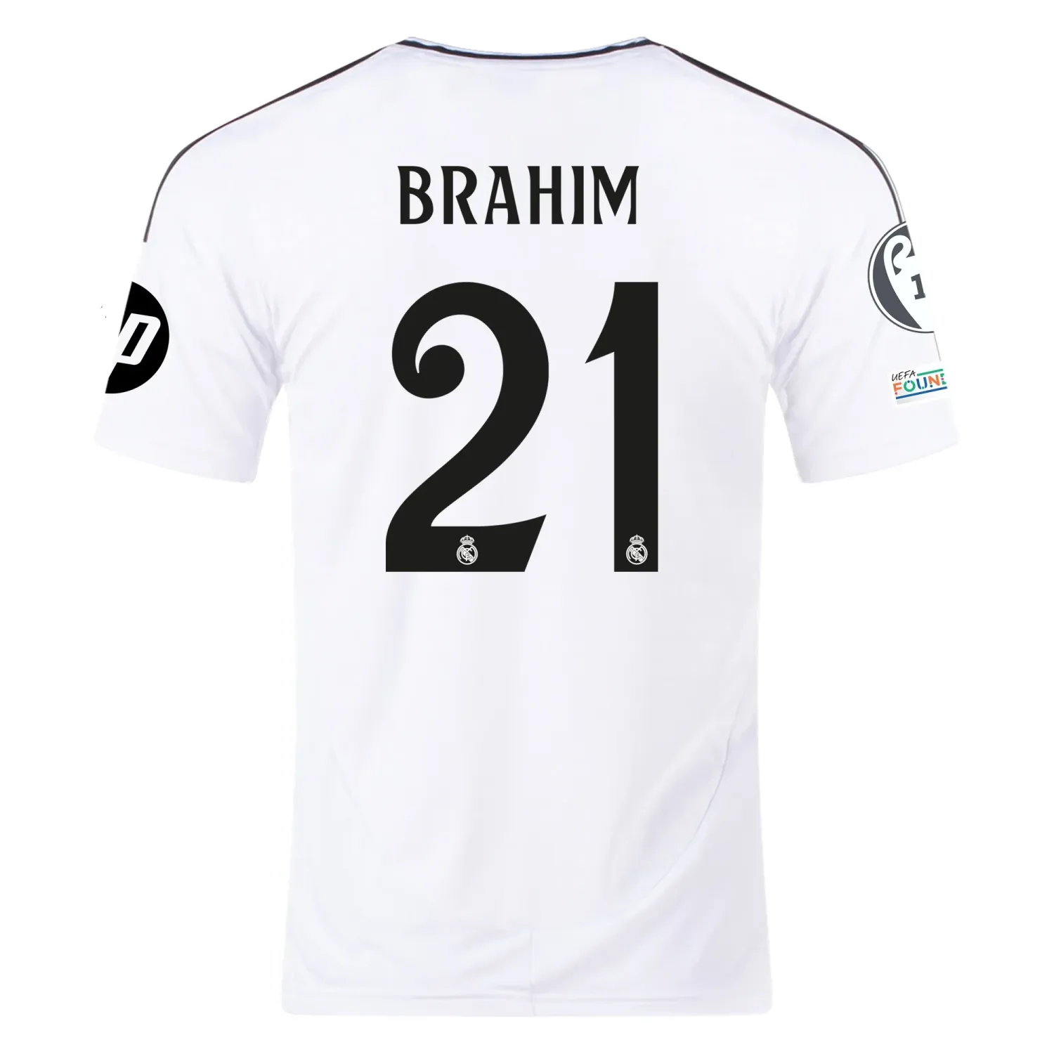 Real Madrid Brahim 21 Home Jersey 2024/2025 With Champions League + Club World Cup Patches