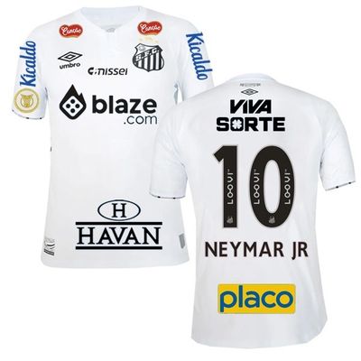 Santos FC Neymar JR #10 Home Jersey with Brasilero Sería A patch 2024/25 (Full Sponsor)