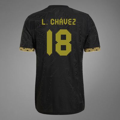 Mexico L. Chávez 18 Special Edition Black Gold Cup Third Jersey 2025 (Player Version)