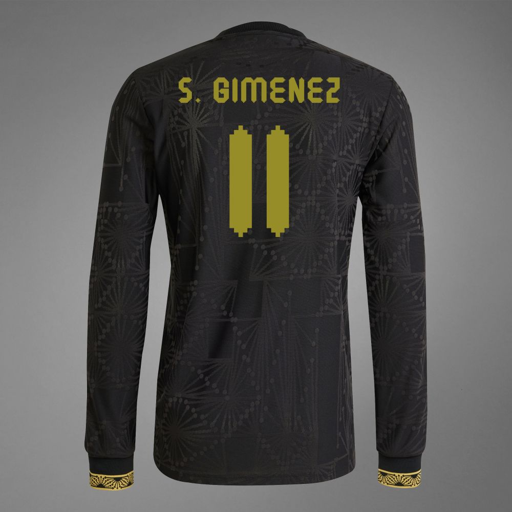 Mexico S. Gimenez 11 Special Edition Black Gold Cup Third Long Sleeve Jersey 2025 (Player Version)