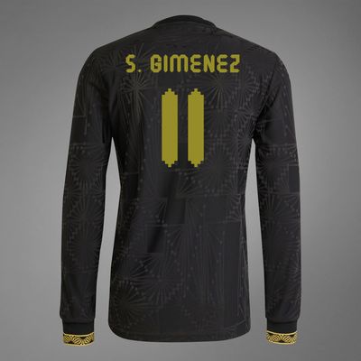 Mexico S. Gimenez 11 Special Edition Black Gold Cup Third Long Sleeve Jersey 2025 (Player Version)