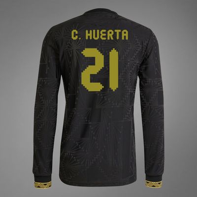 Mexico C. Huerta 21 Special Edition Black Gold Cup Third Long Sleeve Jersey 2025 (Player Version)