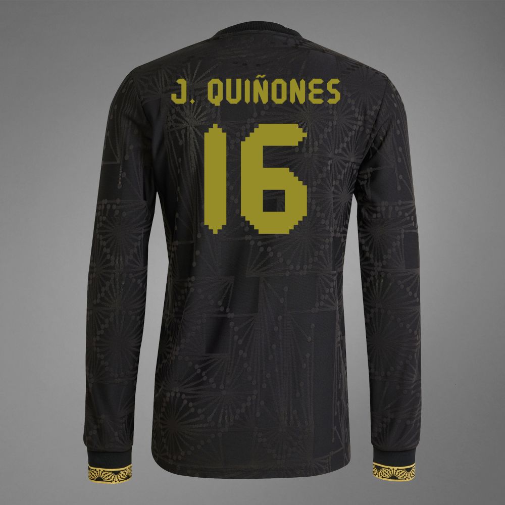 Mexico J. Quiñones 16 Special Edition Black Gold Cup Third Long Sleeve Jersey 2025 (Player Version)