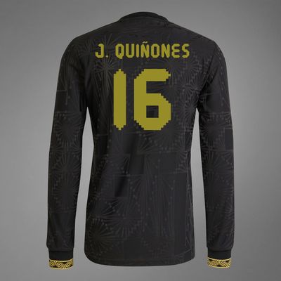 Mexico J. Quiñones 16 Special Edition Black Gold Cup Third Long Sleeve Jersey 2025 (Player Version)