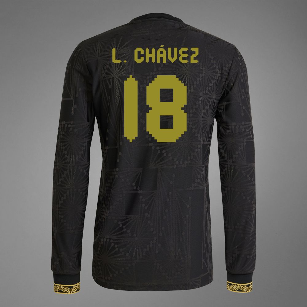 Mexico L. Chávez 18 Special Edition Black Gold Cup Third Long Sleeve Jersey 2025 (Player Version)