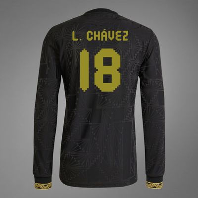 Mexico L. Chávez 18 Special Edition Black Gold Cup Third Long Sleeve Jersey 2025 (Player Version)