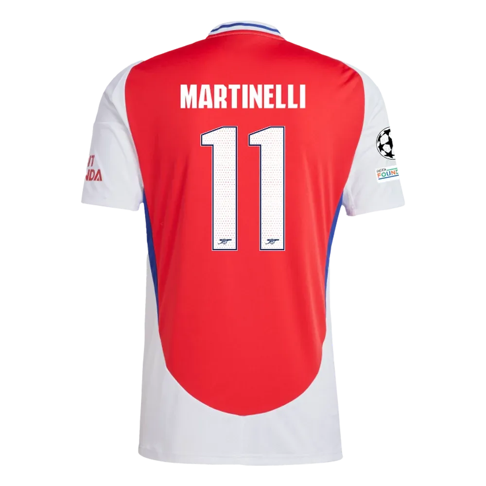 Arsenal Home Martinelli 11 Jersey 2024/2025 With Champions League Patches
