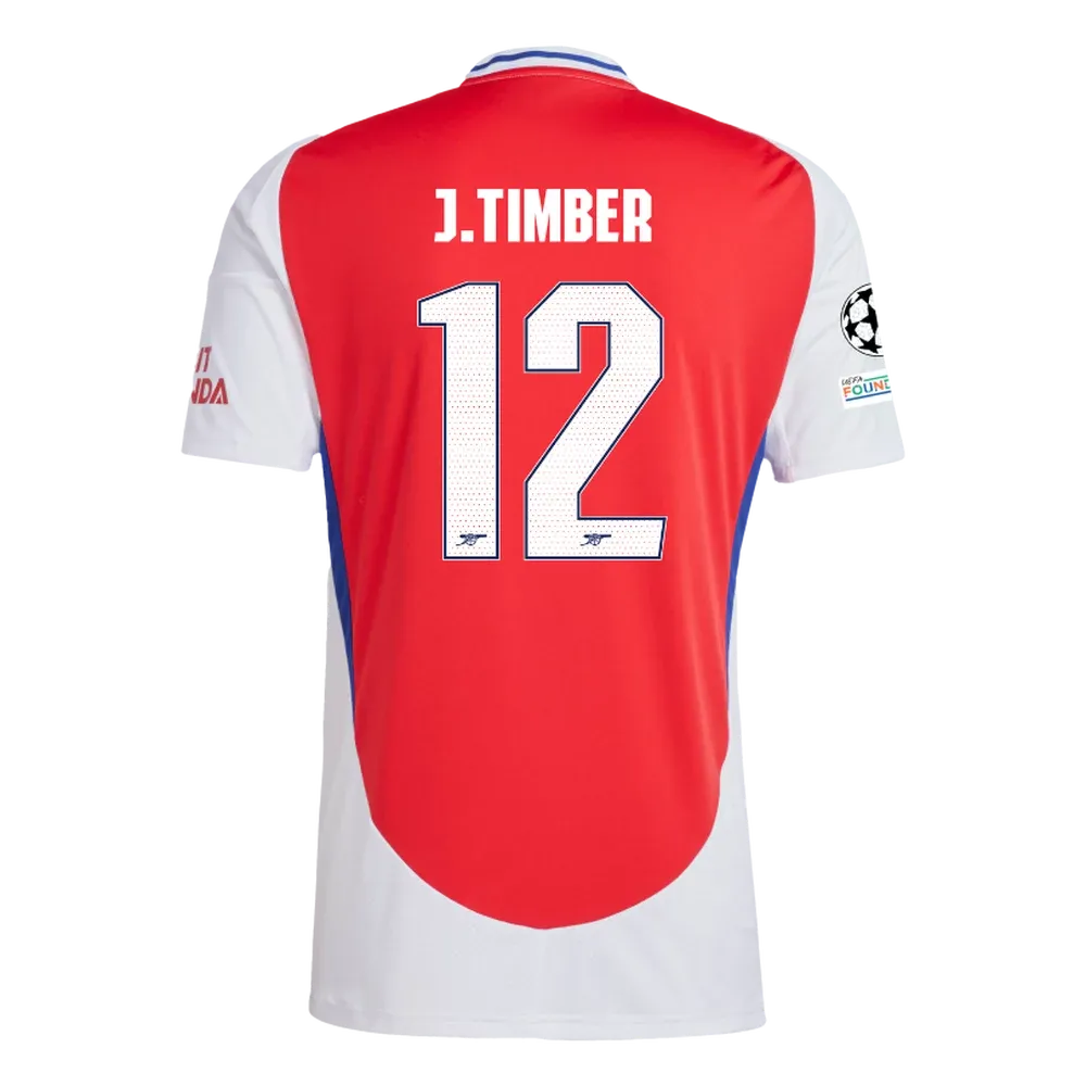 Arsenal Home J.Timber 12 Jersey 2024/2025 With Champions League Patches