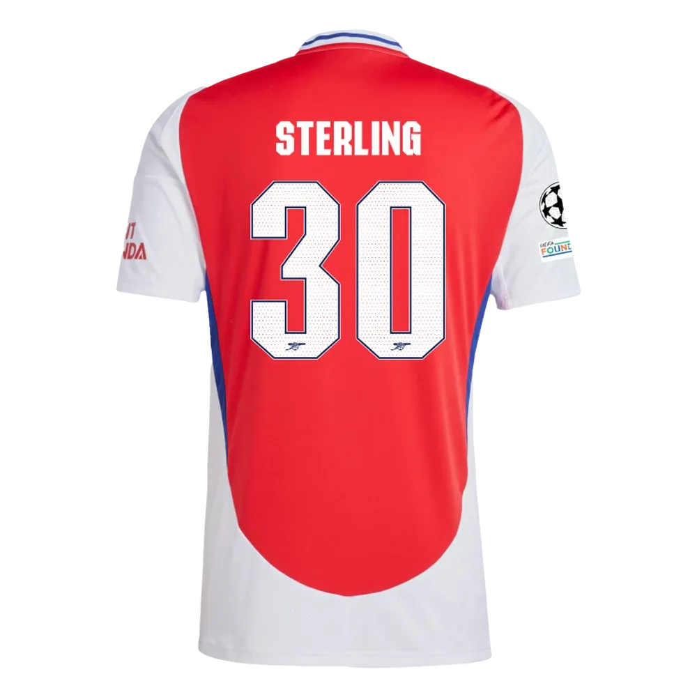 Arsenal Home Sterling 30 Jersey 2024/2025 With Champions League Patches