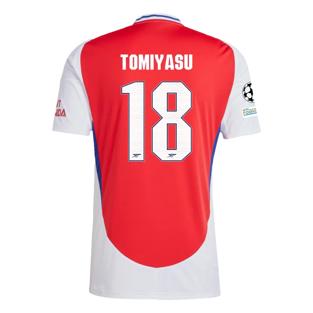 Arsenal Home Tomiyasu 18 Jersey 2024/2025 With Champions League Patches