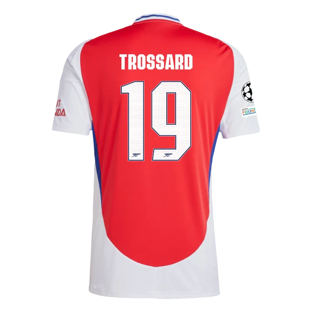 Arsenal Home Trossard 19 Jersey 2024/2025 With Champions League Patches
