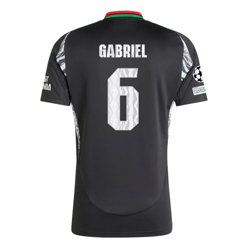 Arsenal Away Gabriel 6 Jersey 2024/2025 With Champions League Patches