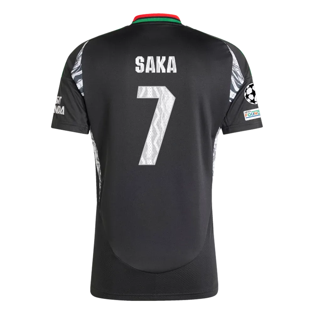 Arsenal Away Saka 7 Jersey 2024/2025 With Champions League Patches
