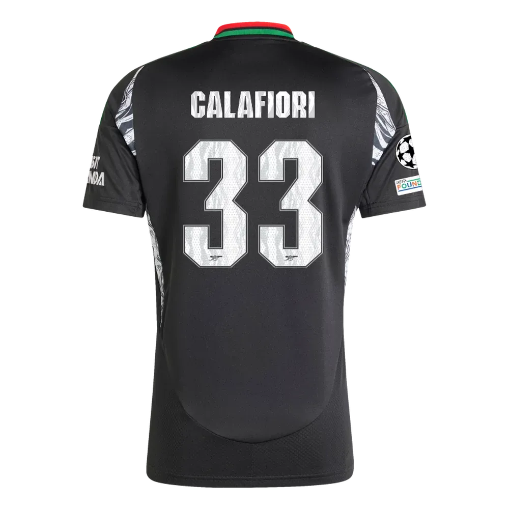 Arsenal Away Calafiori 33 Jersey 2024/2025 With Champions League Patches