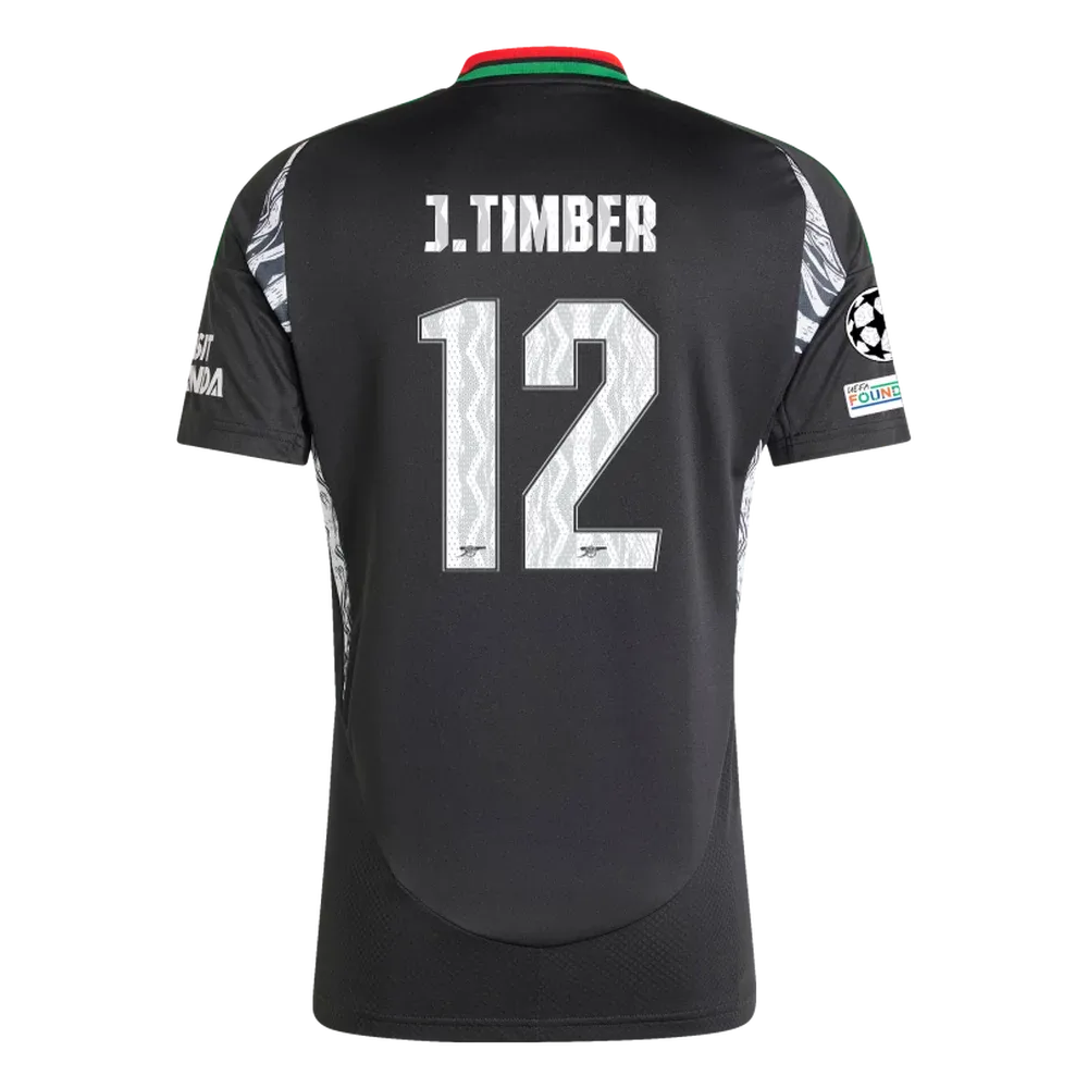 Arsenal Away J.Timber 12 Jersey 2024/2025 With Champions League Patches