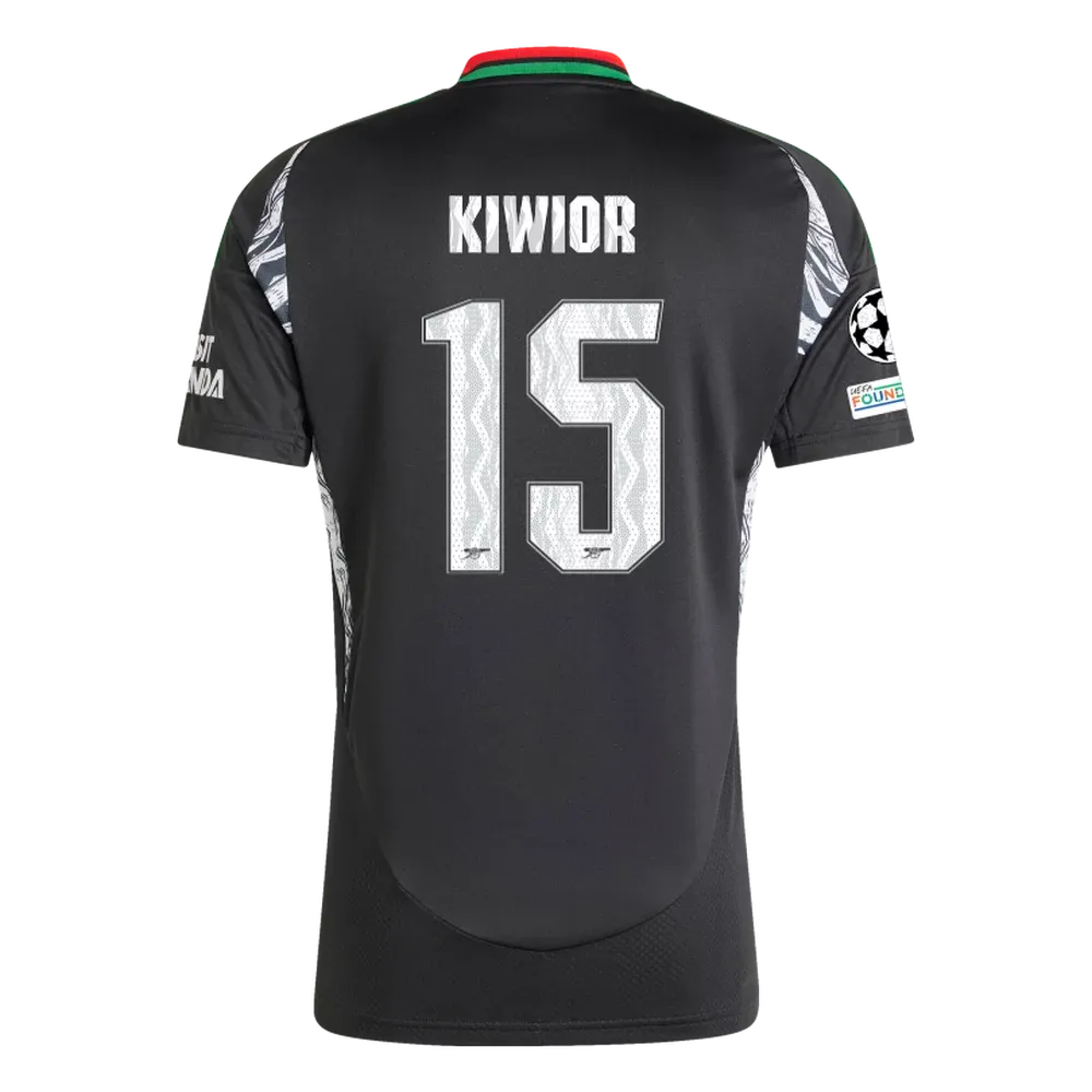 Arsenal Away Kiwior 15 Jersey 2024/2025 With Champions League Patches