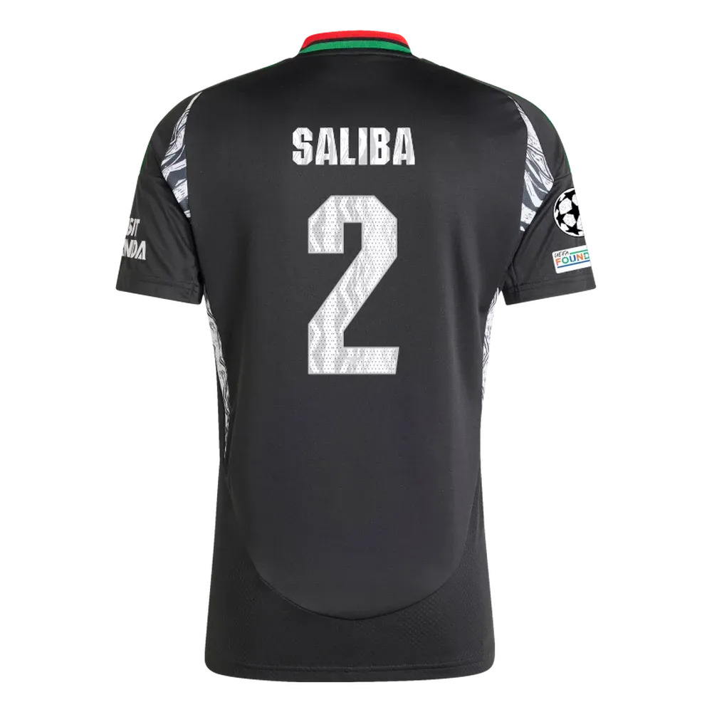 Arsenal Away Saliba 2 Jersey 2024/2025 With Champions League Patches