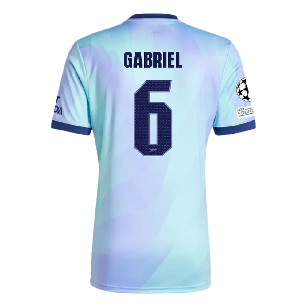 Arsenal Third Gabriel 6 Jersey 2024/2025 With Champions League Patches