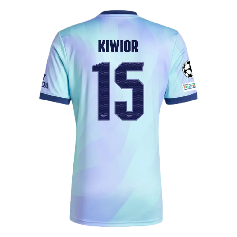Arsenal Third Kiwior 15 Jersey 2024/2025 With Champions League Patches