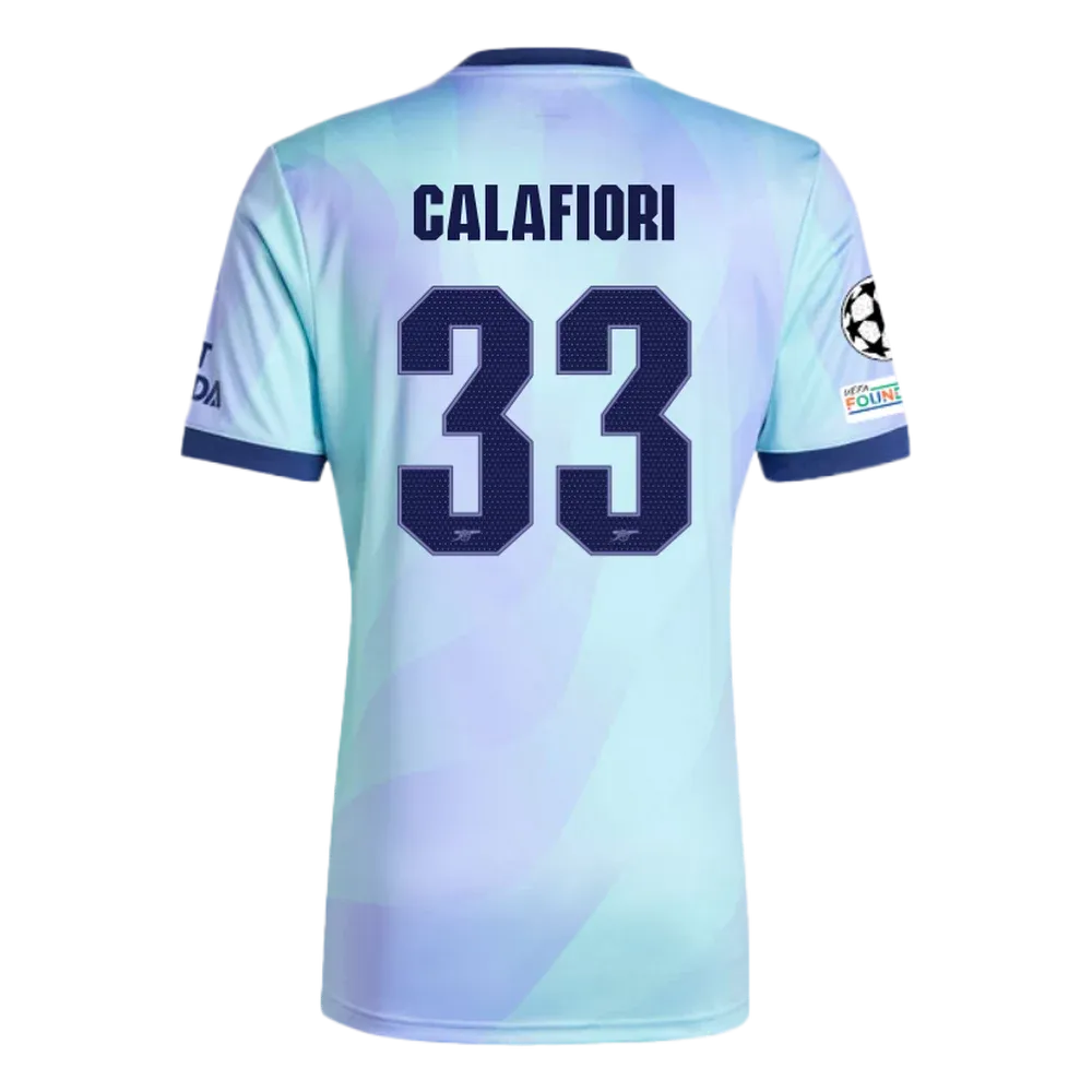 Arsenal Third Calafiori 33 Jersey 2024/2025 With Champions League Patches