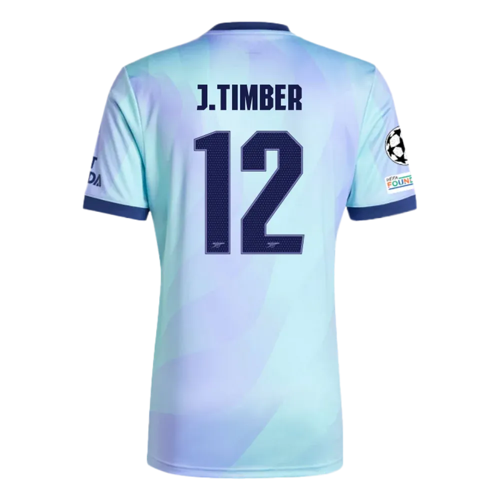 Arsenal Third J.Timber 12 Jersey 2024/2025 With Champions League Patches