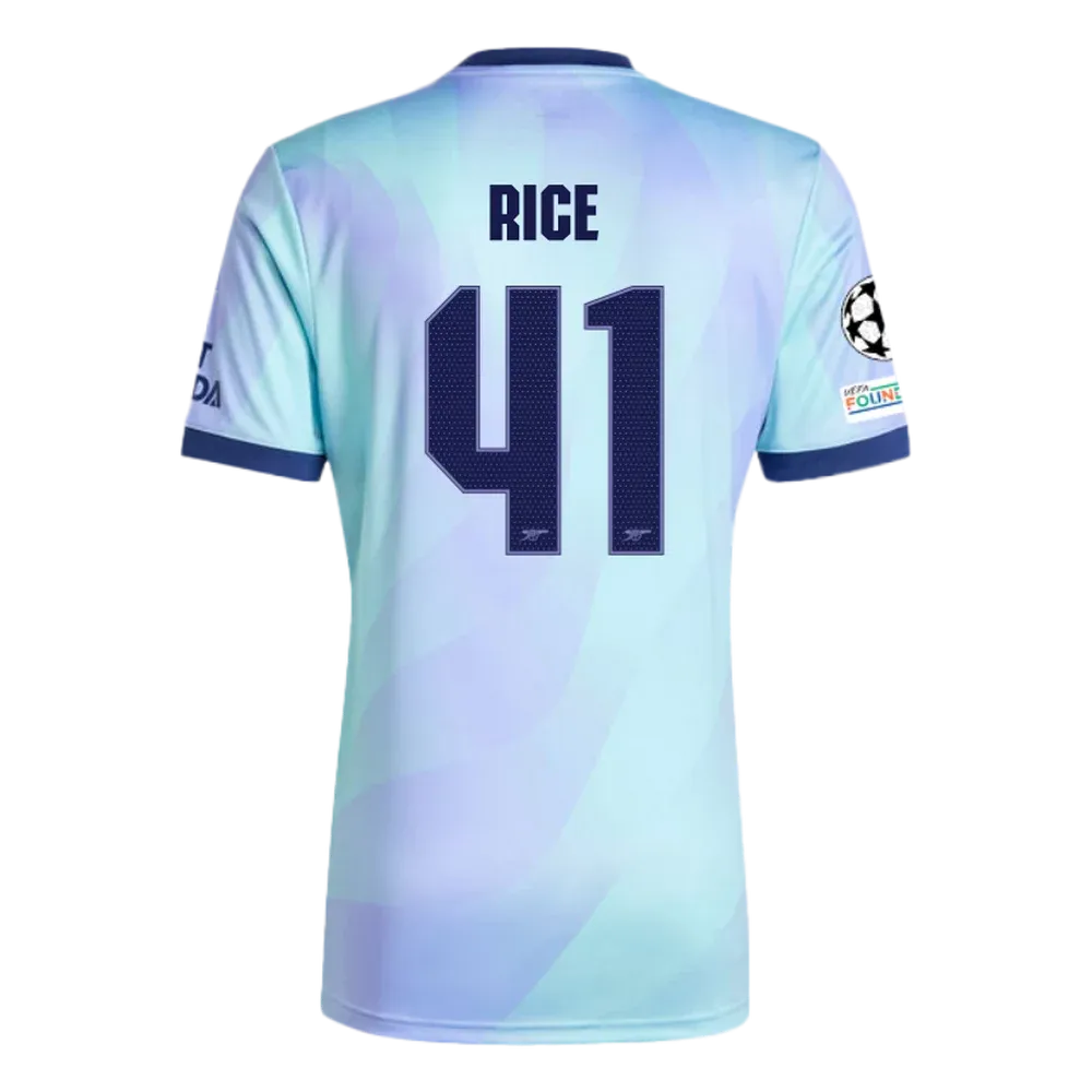 Arsenal Third Rice 41 Jersey 2024/2025 With Champions League Patches