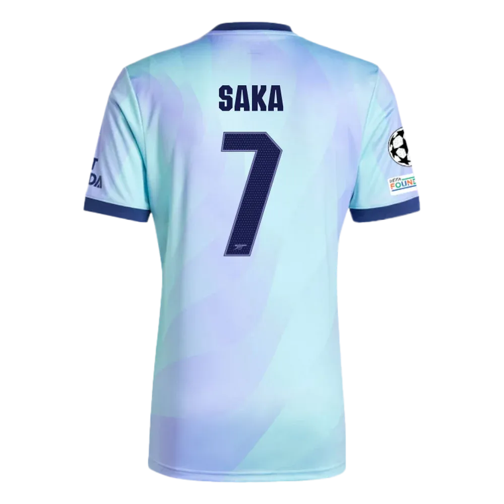 Arsenal Third Saka 7 Jersey 2024/2025 With Champions League Patches