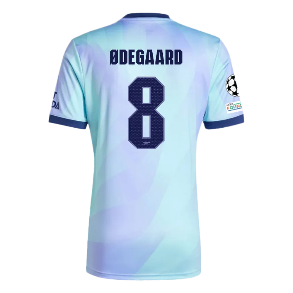 Arsenal Third Ødegaard 8 Jersey 2024/2025 With Champions League Patches