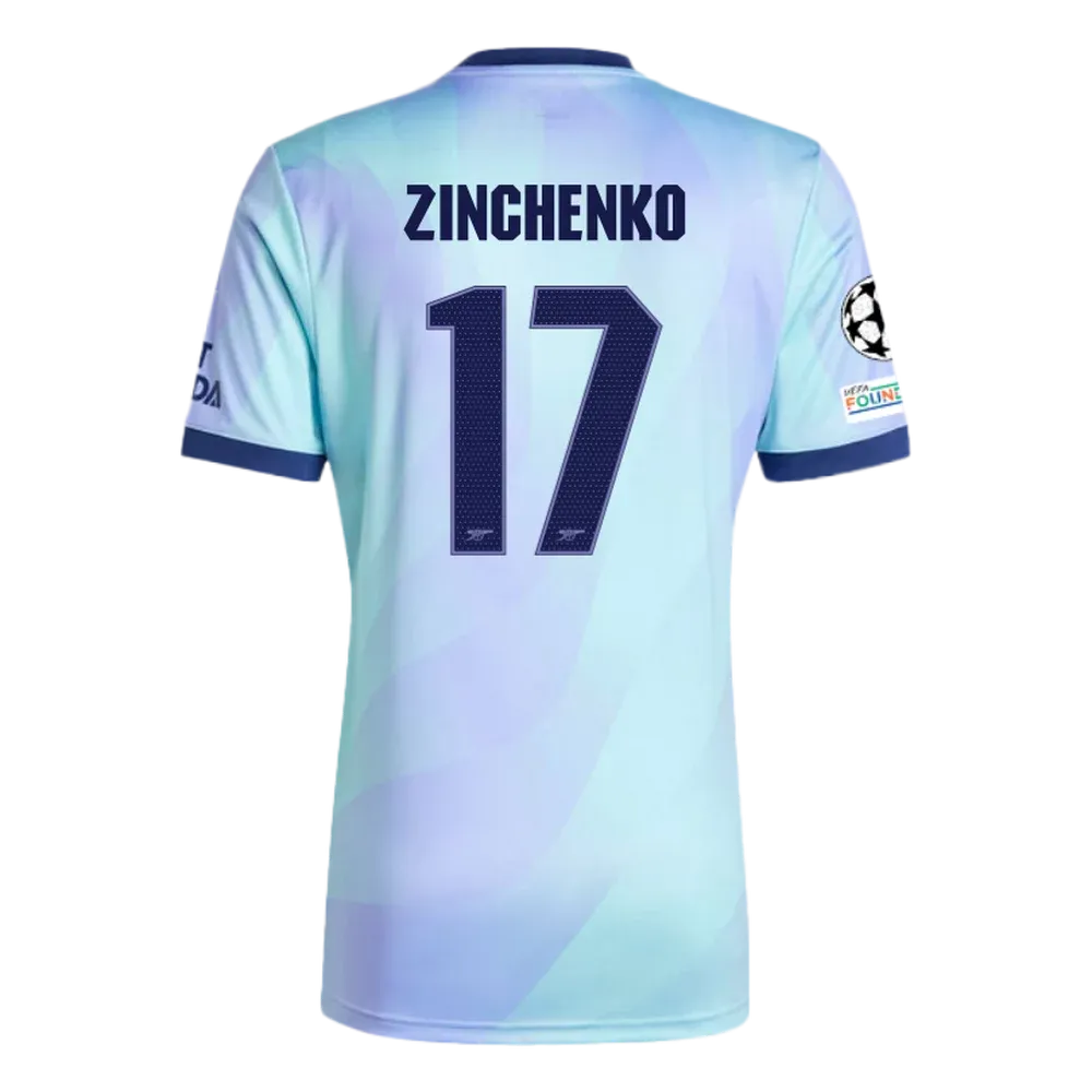 Arsenal Third Zinchenko 17 Jersey 2024/2025 With Champions League Patches