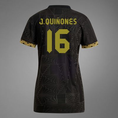 Women&#39;s Mexico J. Quiñones 16 Special Edition Black Gold Cup Third Jersey 2025 (Player Version)