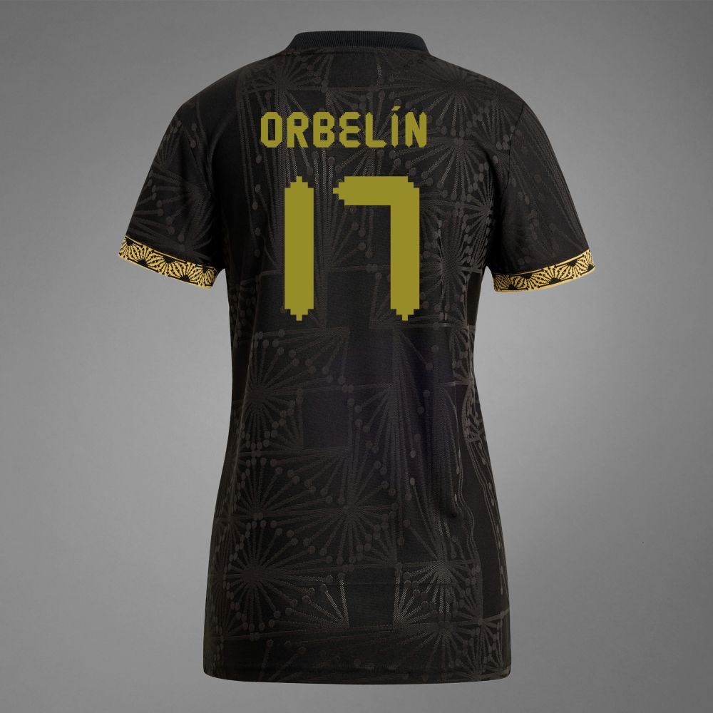 Women&#39;s Mexico Orbelín 17 Special Edition Black Third Gold Cup Long Sleeve Jersey 2025 (Player Version)