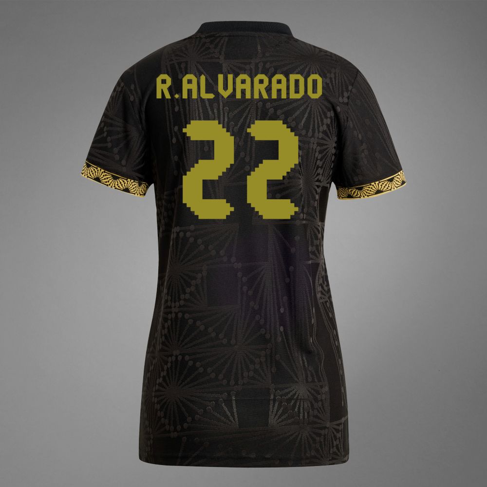 Women&#39;s Mexico R. Alvarado #22 Special Edition Black Gold Cup Jersey 2025 (Player Version)