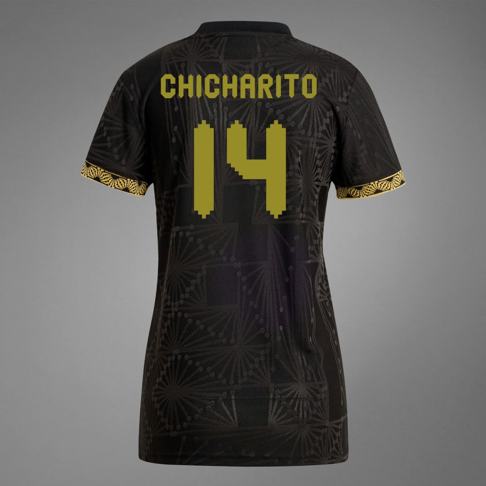 Women&#39;s Mexico Chicharito #14 Special Edition Black Gold Cup Third Long Sleeve Jersey 2025 (Player Version)