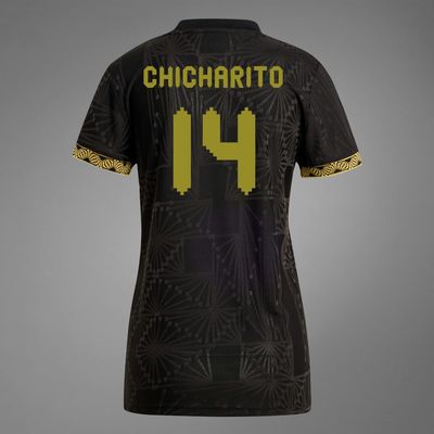 Women&#39;s Mexico Chicharito #14 Special Edition Black Gold Cup Third Long Sleeve Jersey 2025 (Player Version)