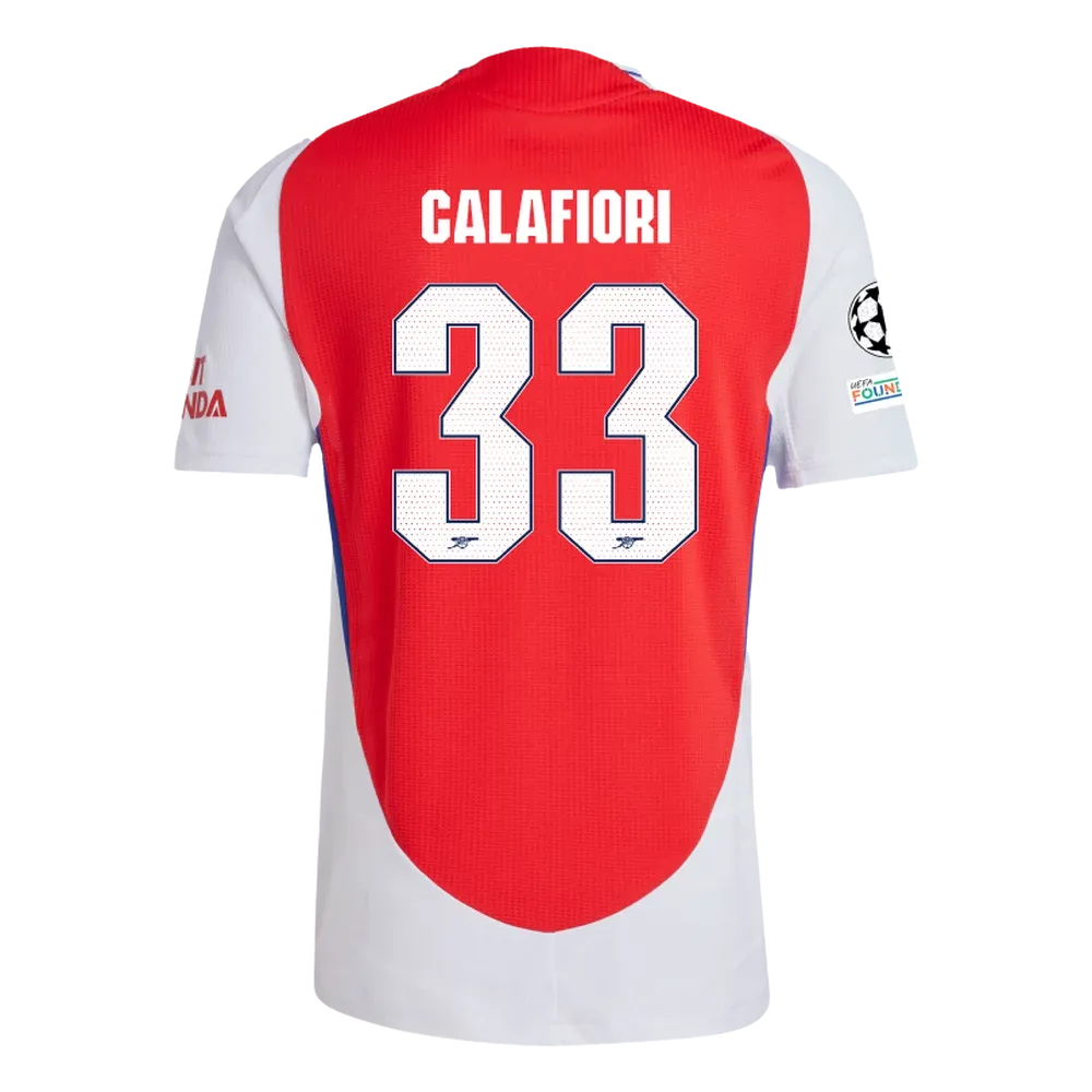 Arsenal Calafiori 33 Home Jersey 2024/2025 With Champions League Patches (Player Version)