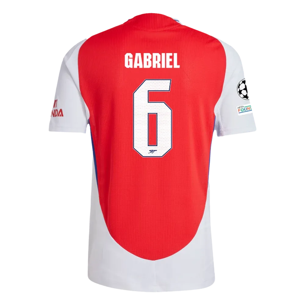 Arsenal Gabriel 6 Home Jersey 2024/2025 With Champions League Patches (Player Version)
