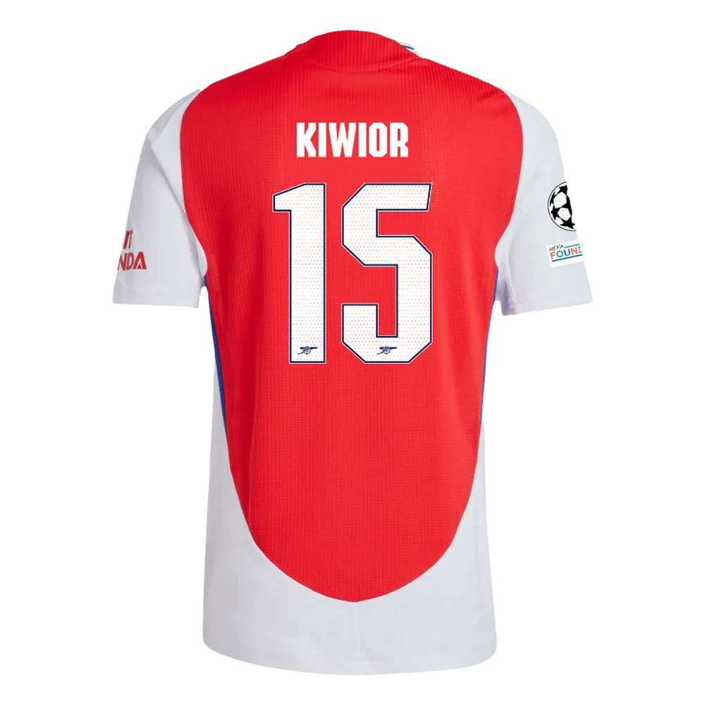 Arsenal Kiwior 15 Home Jersey 2024/2025 With Champions League Patches (Player Version)