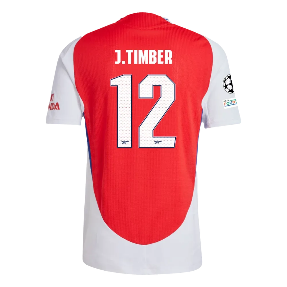 Arsenal J.Timber 12 Home Jersey 2024/2025 With Champions League Patches (Player Version)