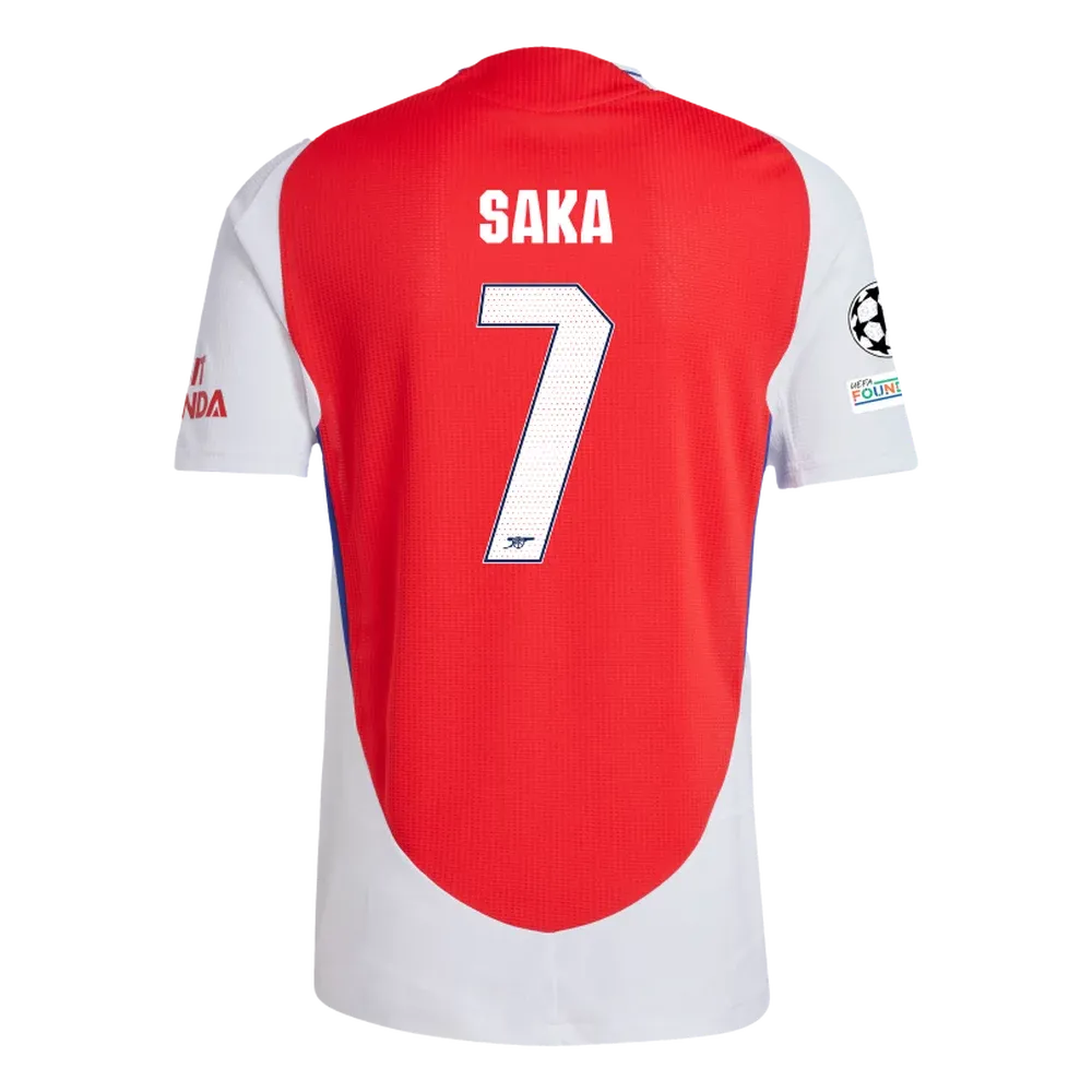 Arsenal Saka 7 Home Jersey 2024/2025 With Champions League Patches (Player Version)