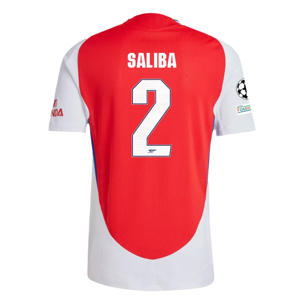 Arsenal Saliba 2 Home Jersey 2024/2025 With Champions League Patches (Player Version)