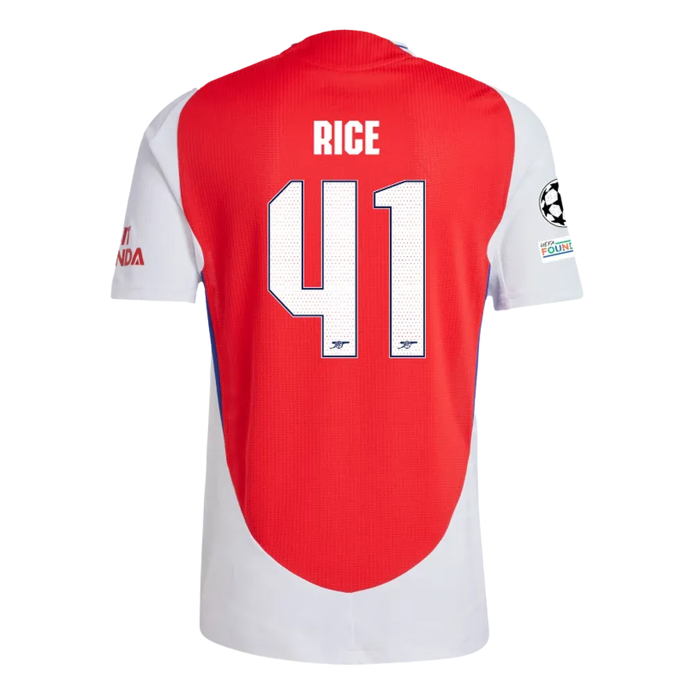 Arsenal Rice 41 Home Jersey 2024/2025 With Champions League Patches (Player Version)