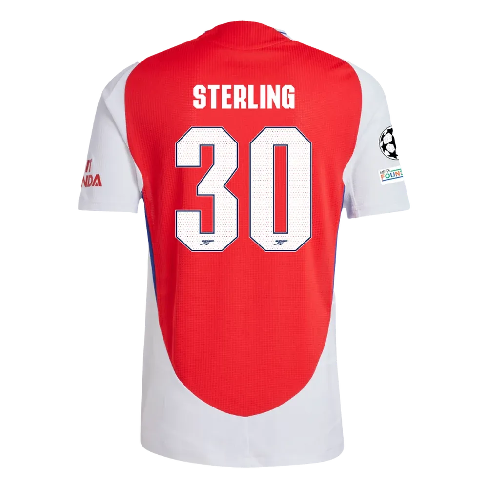 Arsenal Sterling 30 Home Jersey 2024/2025 With Champions League Patches (Player Version)