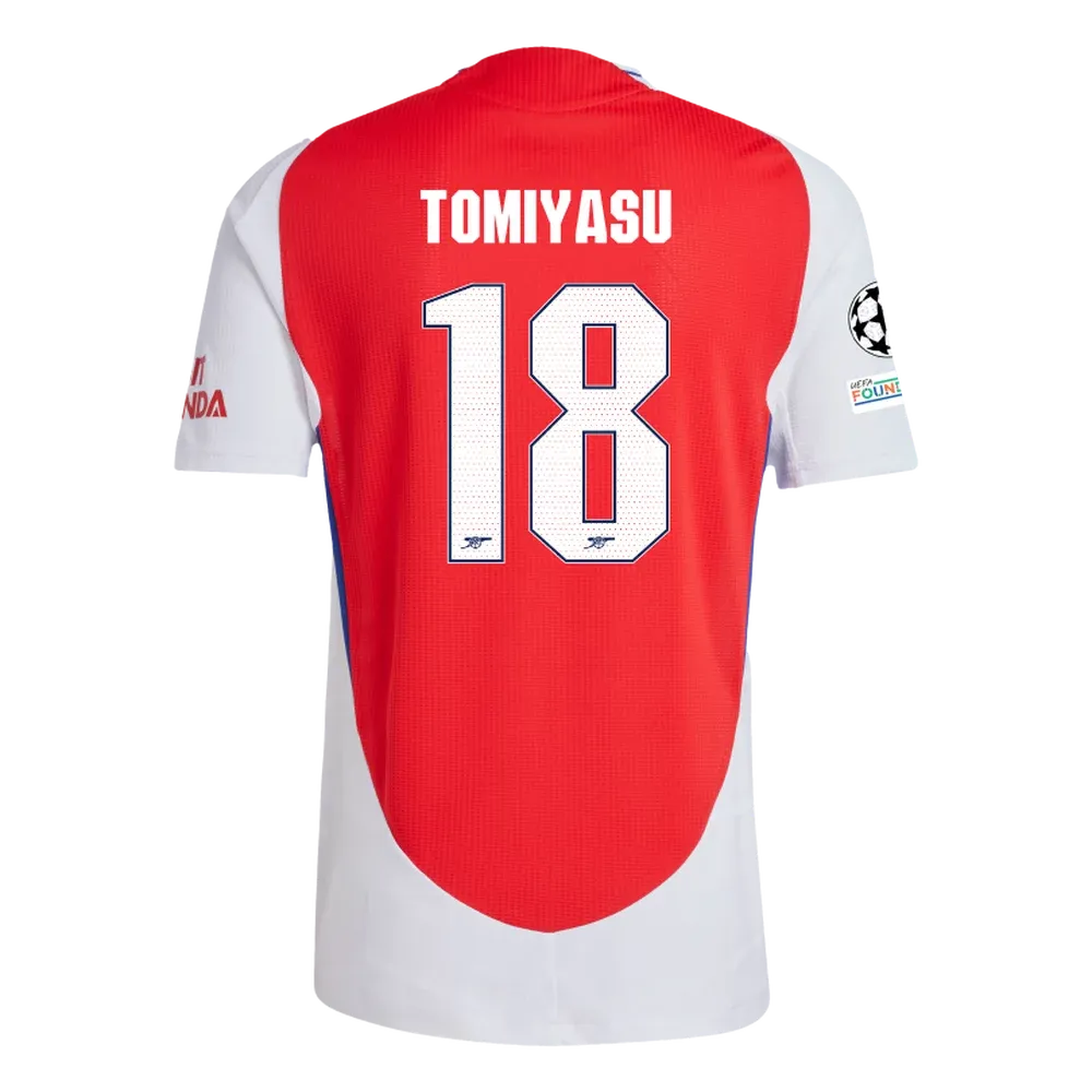 Arsenal Tomiyasu 18 Home Jersey 2024/2025 With Champions League Patches (Player Version)
