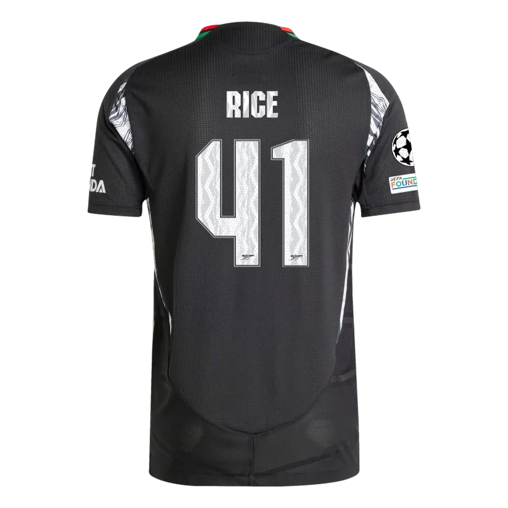 Arsenal Rice 41 Away Jersey 2024/2025 With Champions League Patches (Player Version)